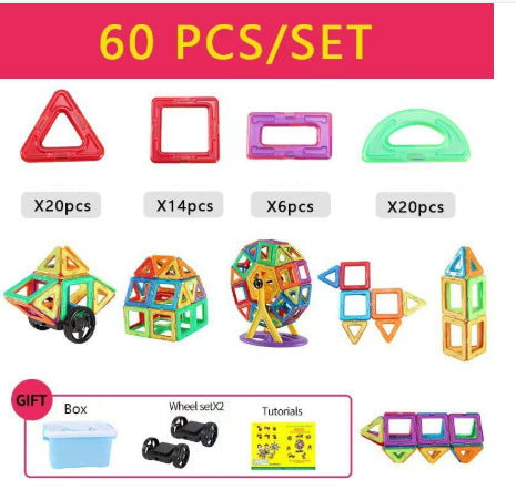 Magnetic Building Blocks Set - 60 pieces